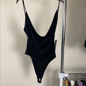 Black Chemise with Plunging Neckline and Spaghetti Straps